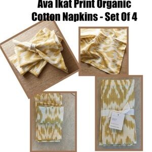 Ava Ikat Print Organic Cotton Napkins - Set Of 4